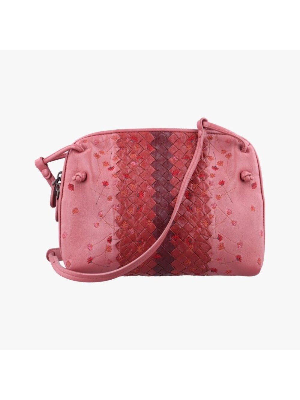 Bottega Veneta Floral Intretch Art Pink Multicolor Lambskin Shoulder Bag